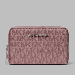 ISO💥 MICHAEL KORS JET SET LOGO SM ZA CARD CASE ROYAL PINK